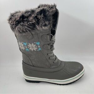 Northside Grey Waterproof Grey Faux Fur Trim Winter Snow Boots - Size 6.5